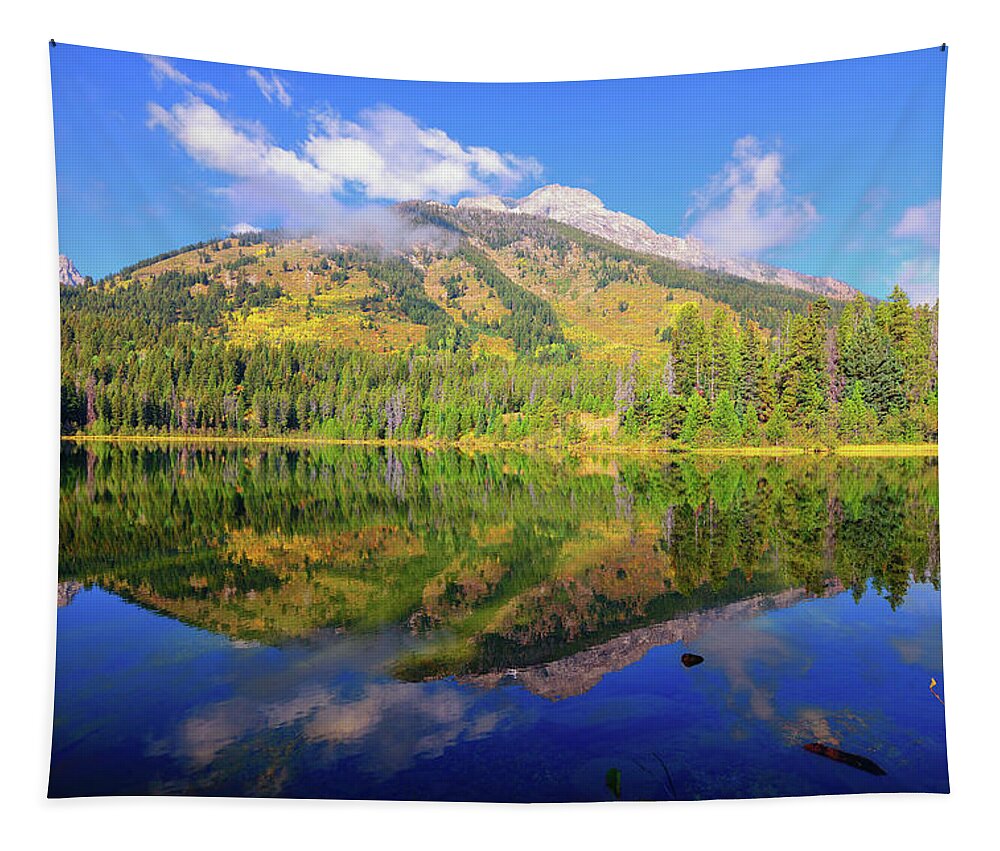 Bearpaw Lake Tapestry featuring the photograph Bearpaw Morning Reflections by Greg Norrell
