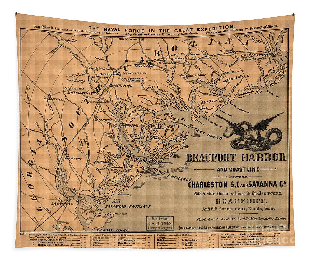 Map Tapestry featuring the photograph Beaufort Harbor by Dale Powell