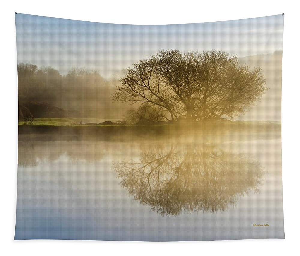 Sunrise Tapestry featuring the photograph Beautiful Misty River Sunrise by Christina Rollo