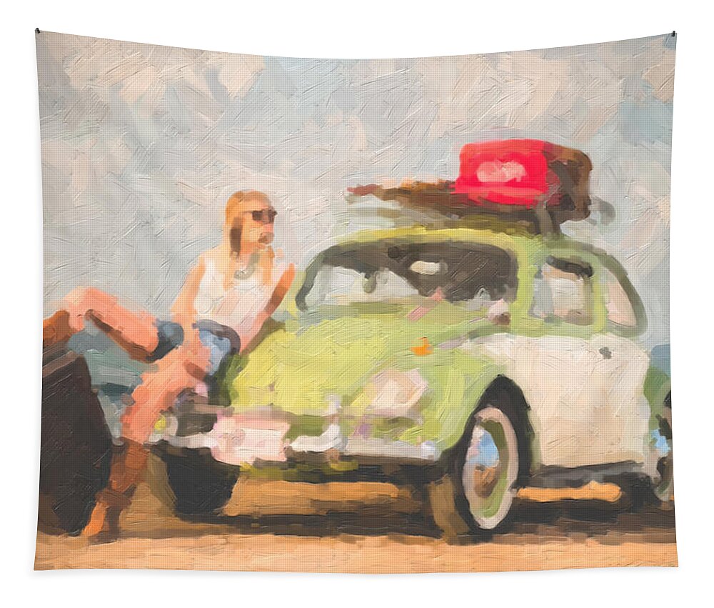 'hey Tapestry featuring the digital art Beauty and the Beetle - Road Trip No.1 by Serge Averbukh
