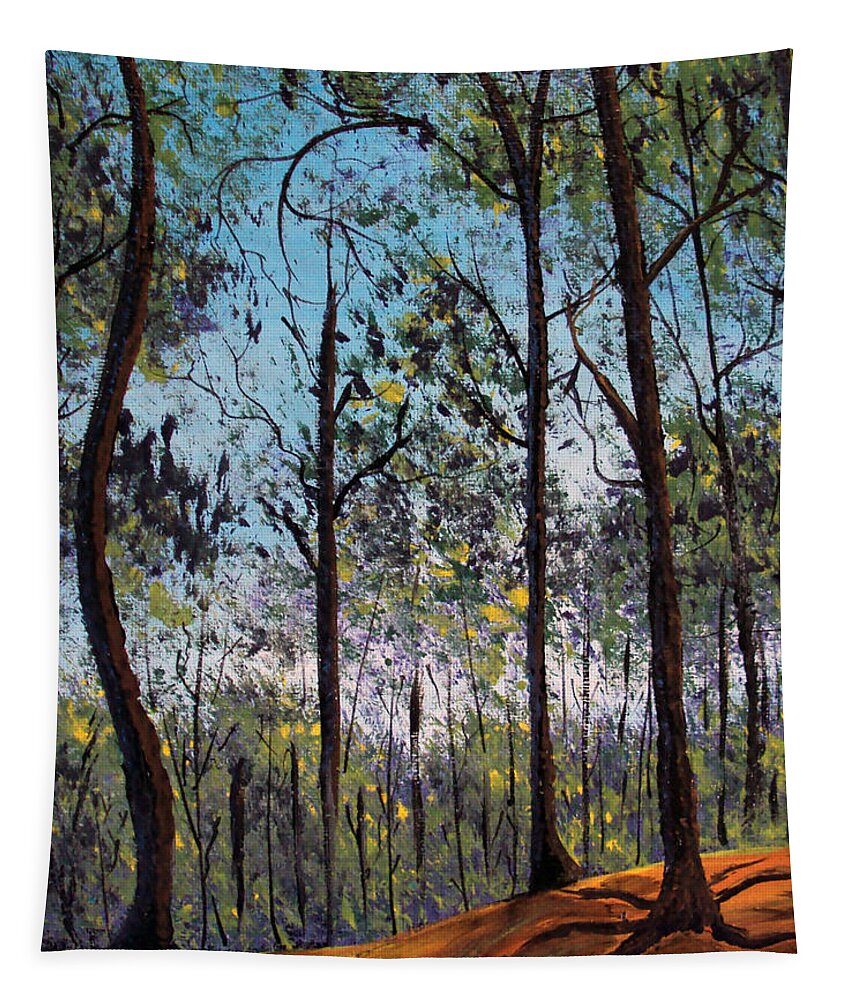 Forest Tapestry featuring the painting Beauty around us 1 by Gloria E Barreto-Rodriguez