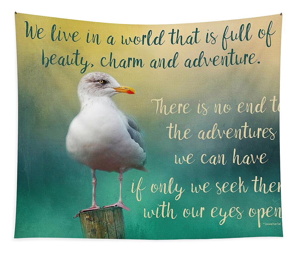 Seagull Tapestry featuring the photograph Beauty, Charm and Adventure by Teresa Wilson