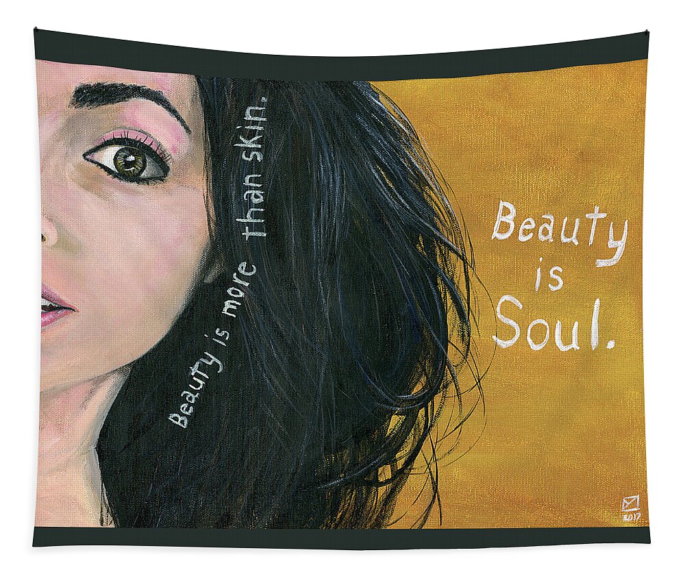 Portrait Tapestry featuring the painting Beauty is Soul by Matthew Mezo