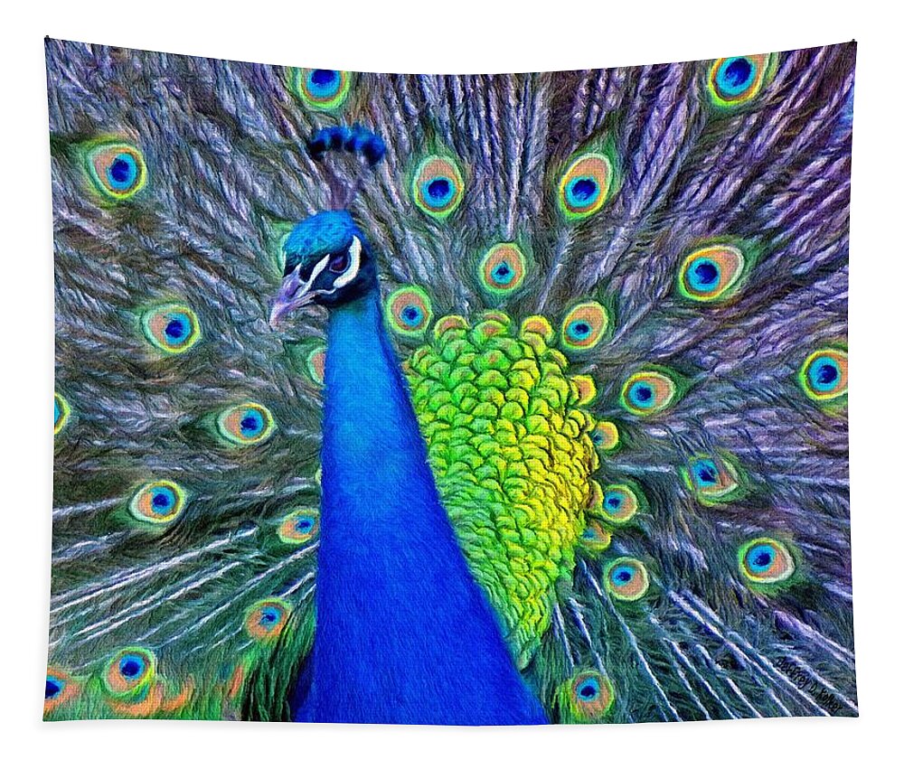 Peacock Tapestry featuring the painting Beauty Whatever the Name by Jeffrey Kolker
