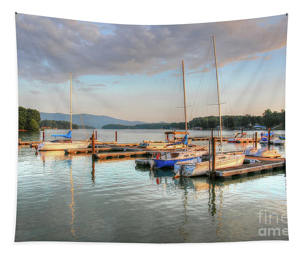 Smith Mountain Lake Tapestry featuring the photograph Bedford VA Virginia - Smith Mountain Lake - Sunset by Dave Lynch