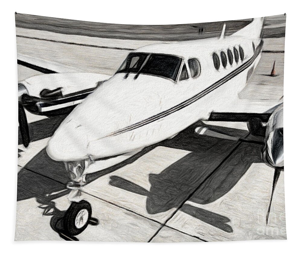 Beechcraft Tapestry featuring the digital art Beechcraft King Air 2 by Patrick Lynch