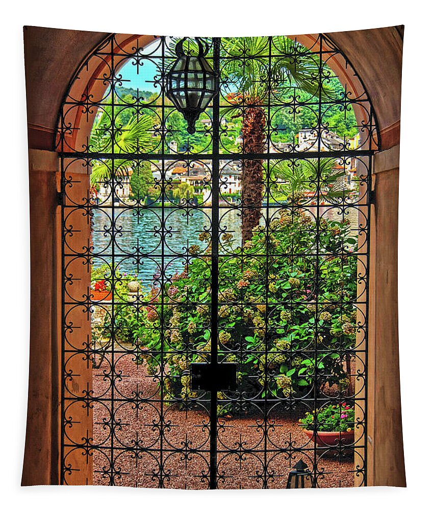 Wrought-iron Tapestry featuring the photograph Behind the Wrought-Iron Door by Hanny Heim