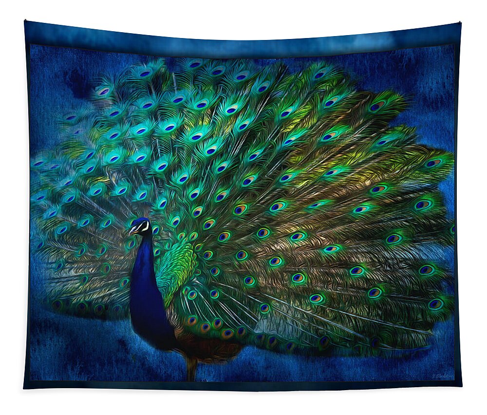 Being Yourself Tapestry featuring the painting Being Yourself - Peacock Art by Jordan Blackstone