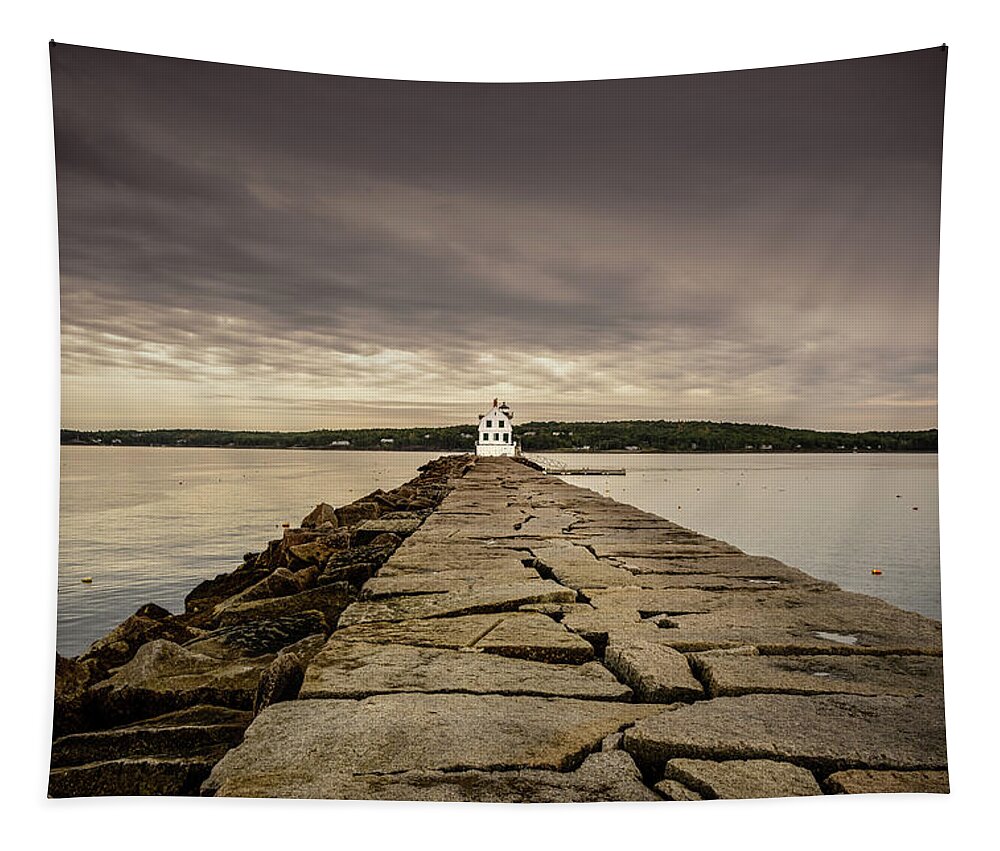 Lighthouse Tapestry featuring the photograph Rockland Breakwater Light by Robert Mitchell