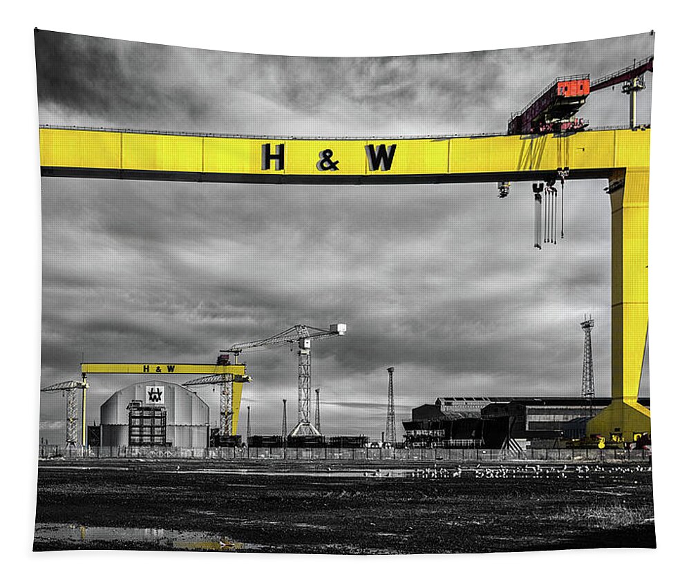 Belfast Tapestry featuring the photograph Belfast Shipyard 3 by Nigel R Bell