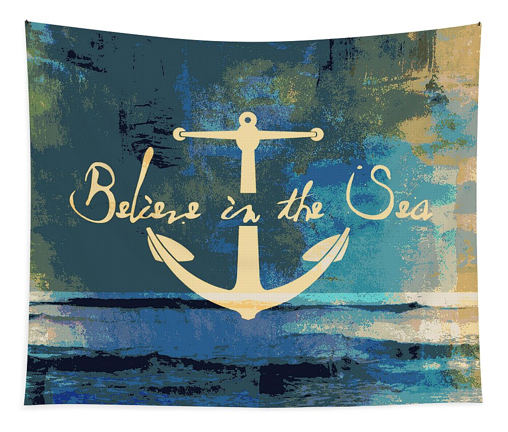 Brandi Fitzgerald Tapestry featuring the digital art Believe in the Sea Anchor by Brandi Fitzgerald