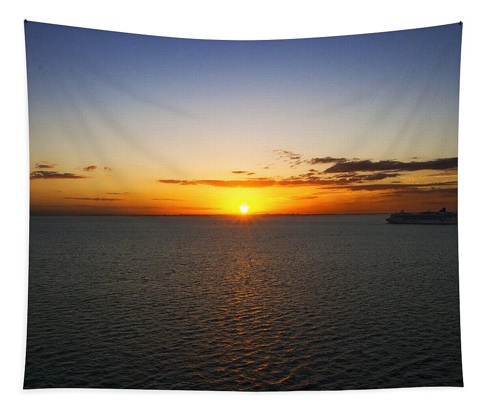 Seascape Tapestry featuring the photograph Belize Sunset by Marlo Horne
