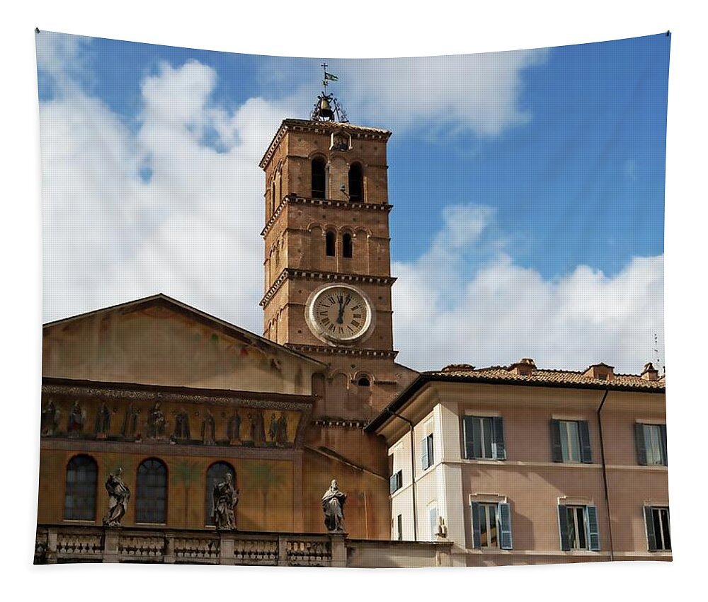 Italy Tapestry featuring the photograph Bell Tower of Santa Maria del Popolo by Allan Van Gasbeck