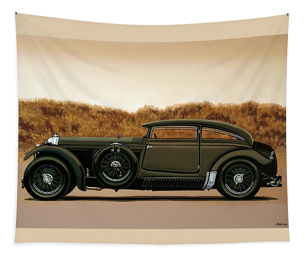 Bentley Blue Train Tapestry featuring the painting Bentley Blue Train 1930 Painting by Paul Meijering