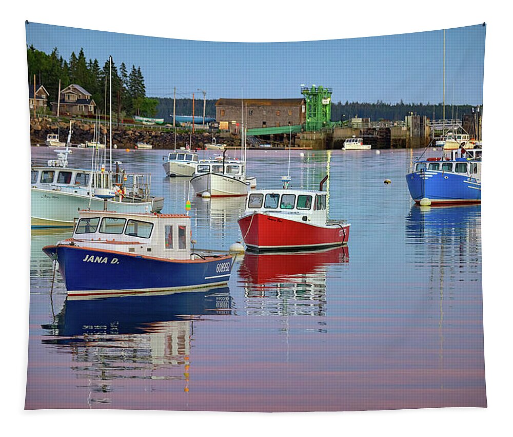 Boat Tapestry featuring the photograph Bernard Harbor, Maine by Rick Berk