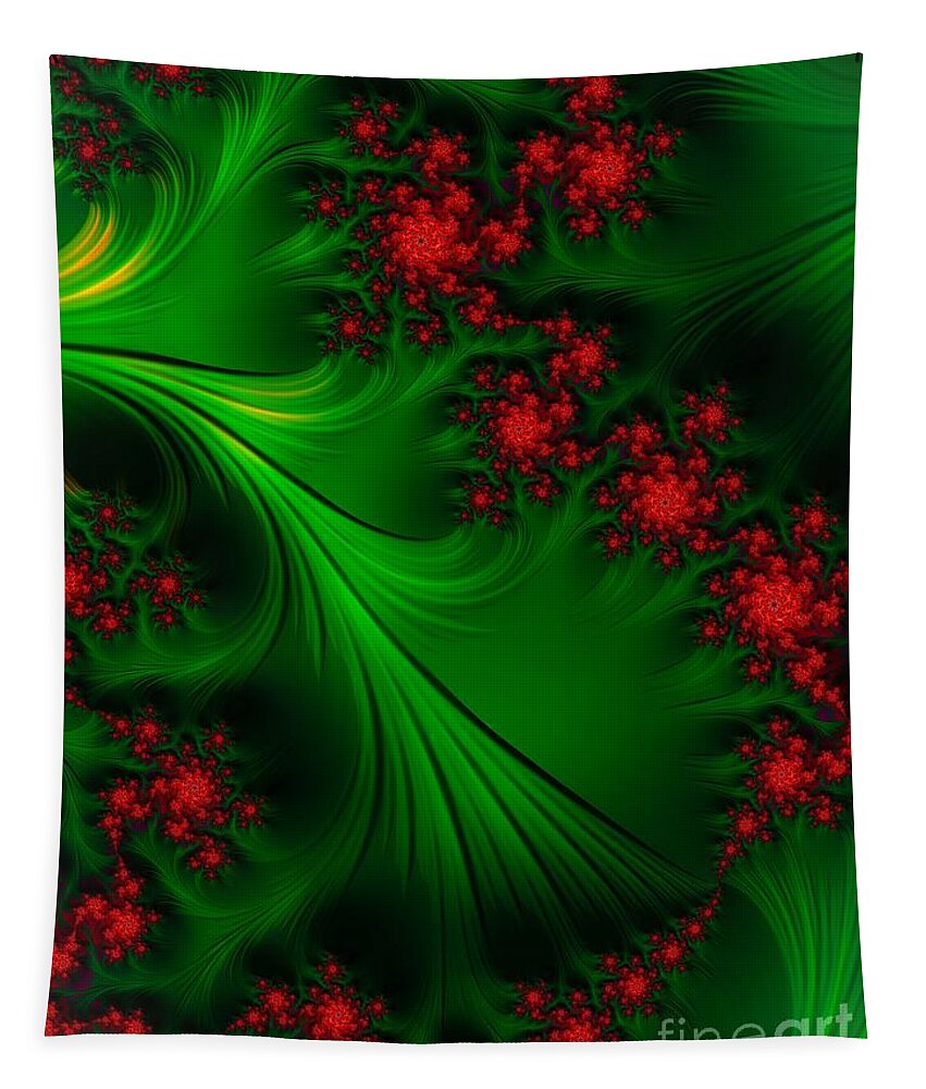 Green Tapestry featuring the digital art Berries by John Edwards