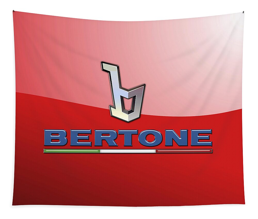�wheels Of Fortune� Collection By Serge Averbukh Tapestry featuring the photograph Bertone 3 D Badge on Red by Serge Averbukh