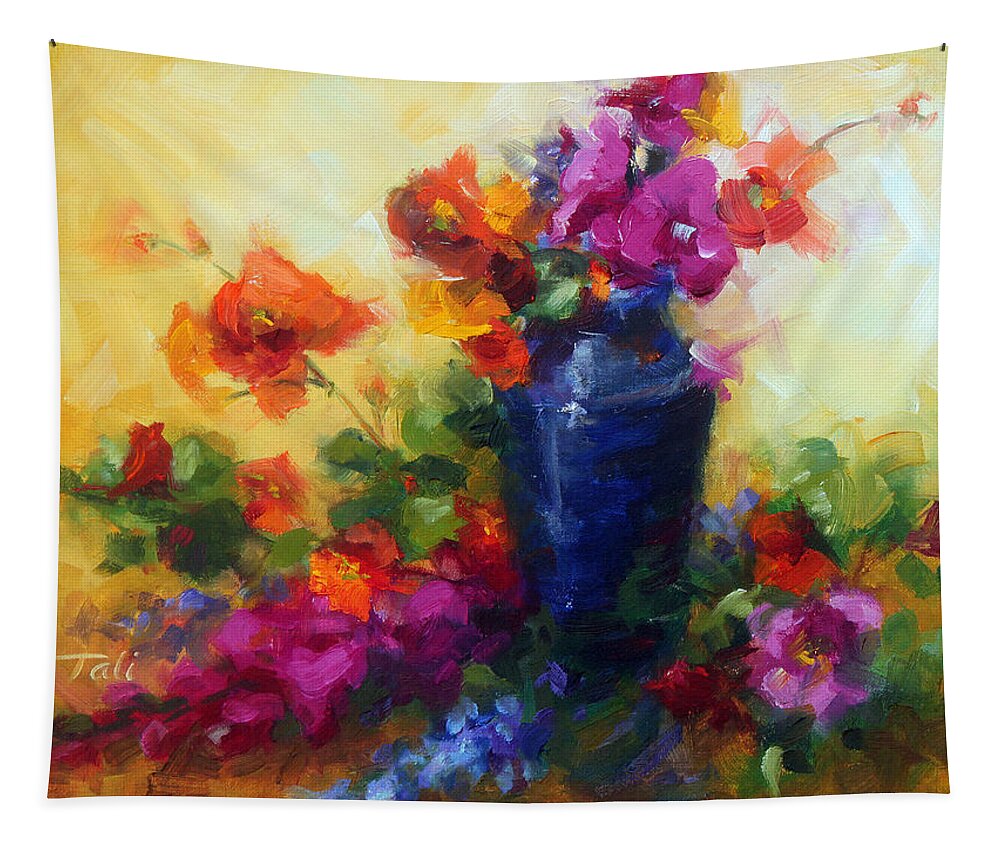 Flower Tapestry featuring the painting Best Friends by Talya Johnson