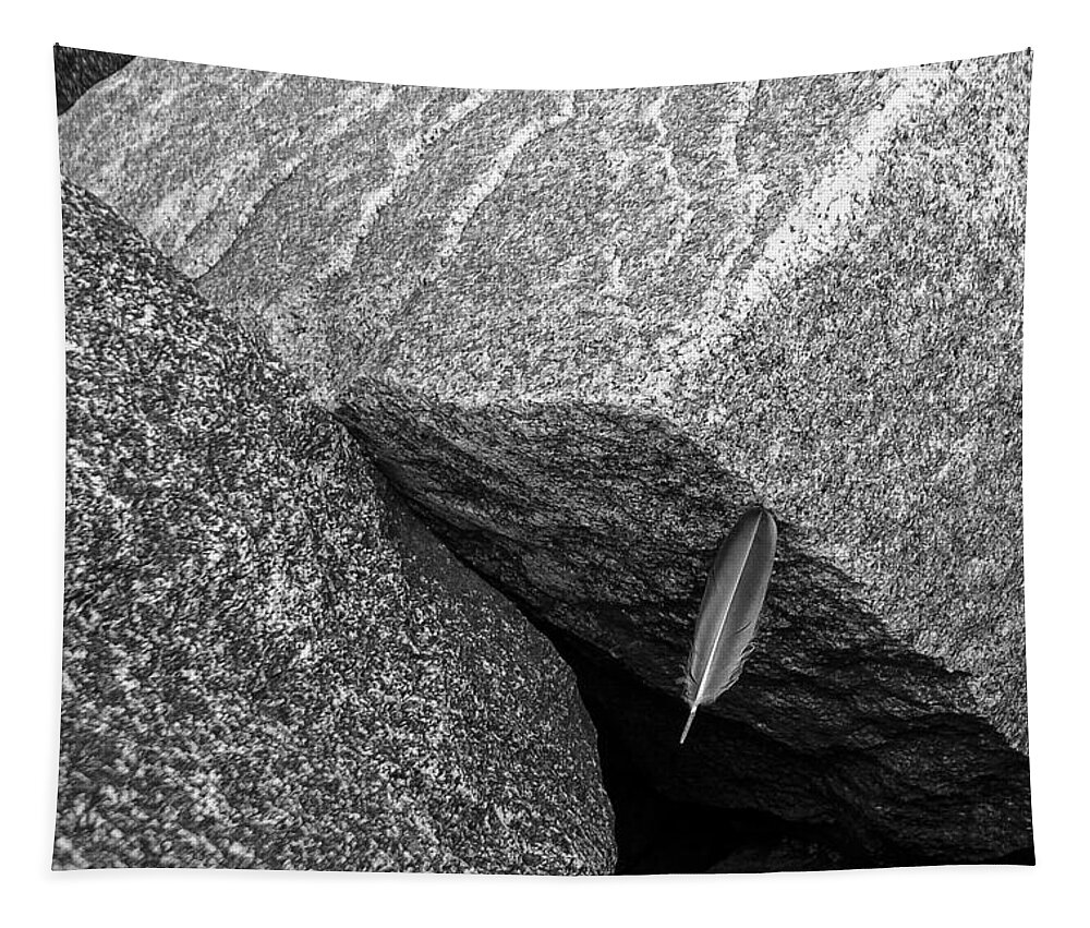 Black And White Tapestry featuring the photograph Between A Rock by Frank Winters