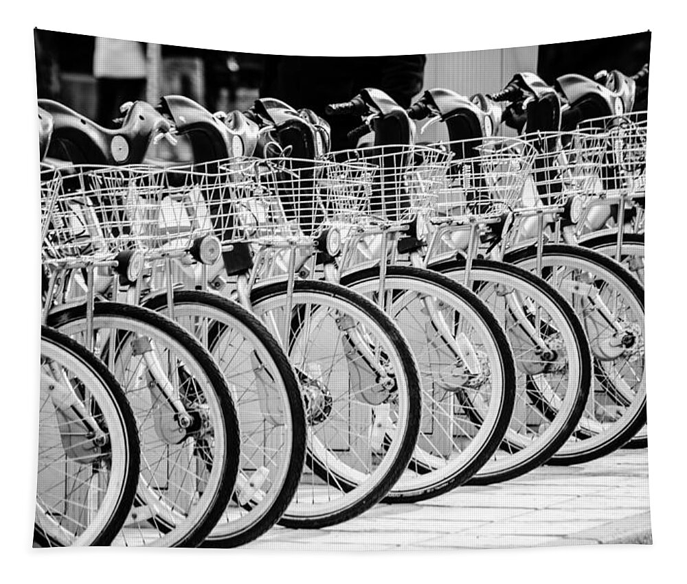 Monochrome Tapestry featuring the photograph Bicycle by AM FineArtPrints
