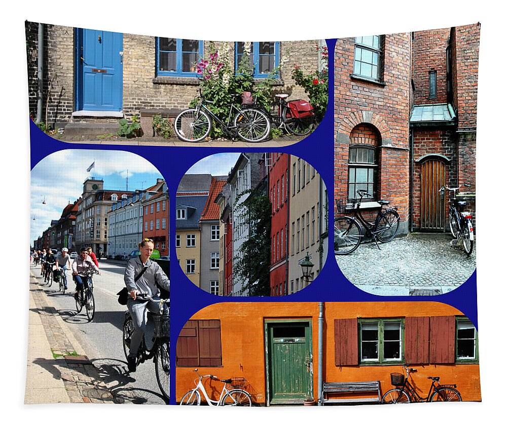Scandinavian Countries Tapestry featuring the photograph Bicycles around Copenhagen by Jacqueline M Lewis