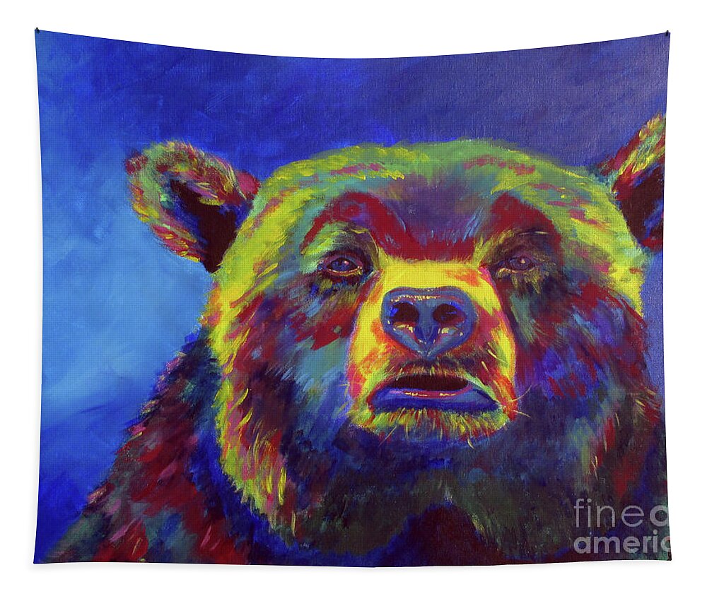 Bear Tapestry featuring the painting Big Bear by Sara Becker