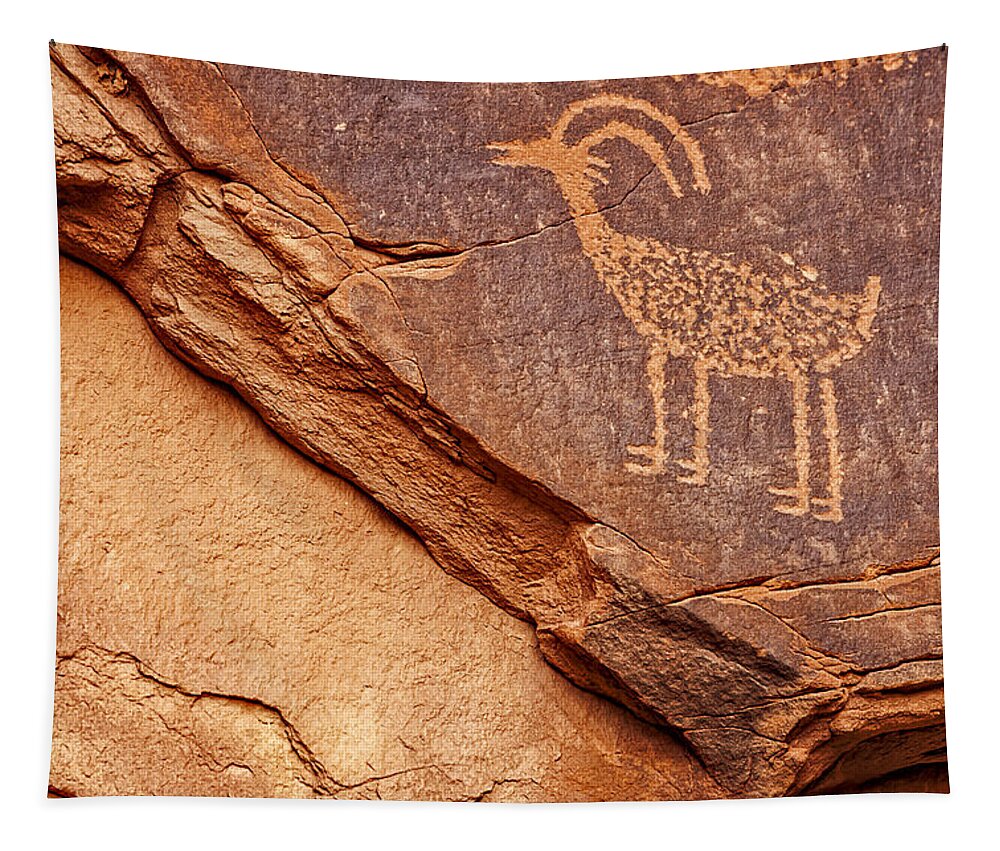 Petroglyph Tapestry featuring the photograph Bighorn Petroglyph II by Susan Candelario
