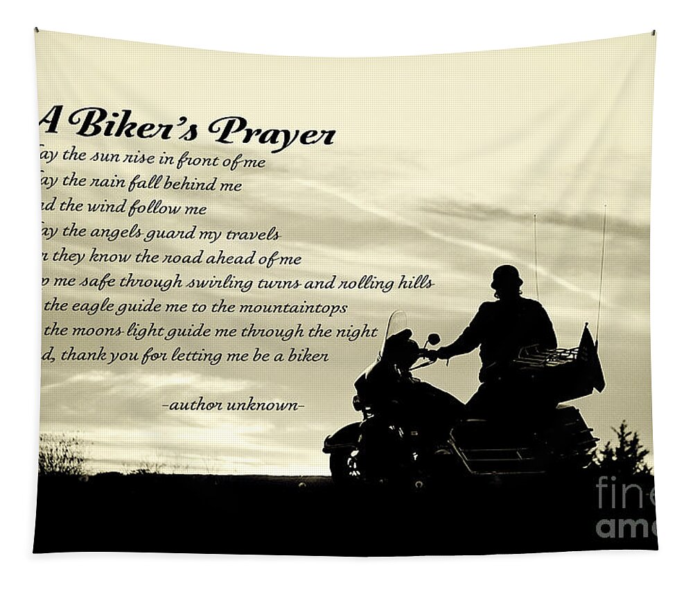 Motorcycle Tapestry featuring the photograph Biker's Prayer by Pam Holdsworth