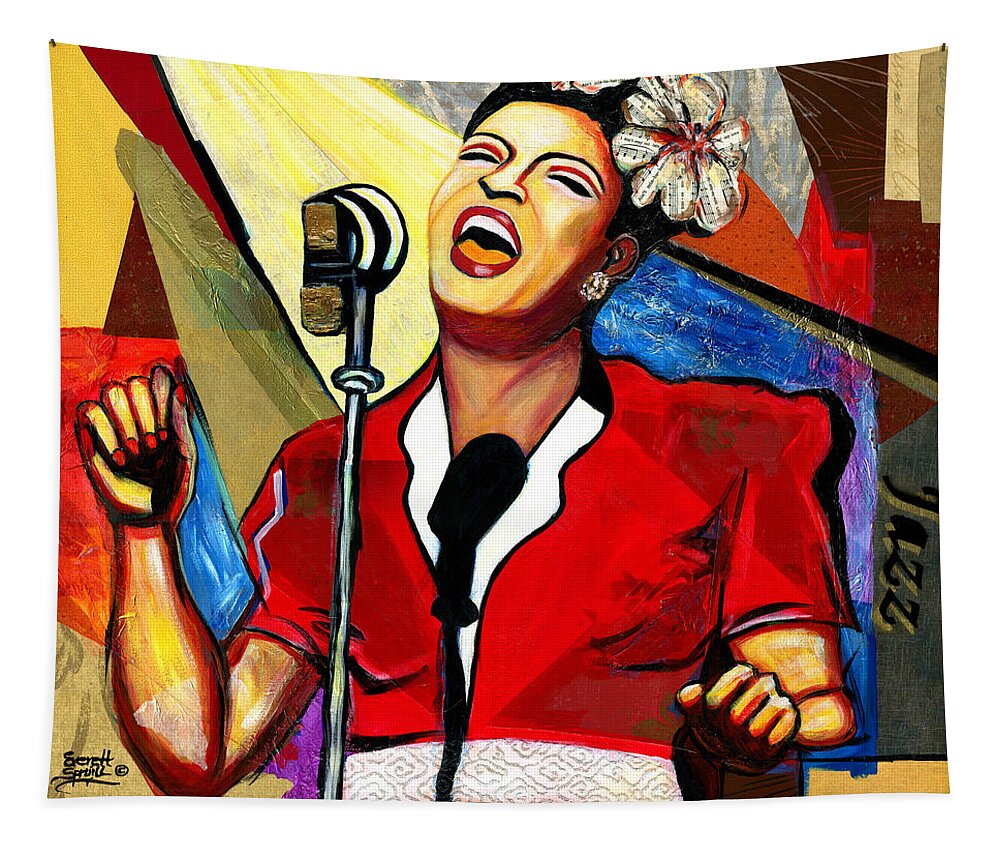 Everett Spruill Tapestry featuring the painting Billie Holiday by Everett Spruill