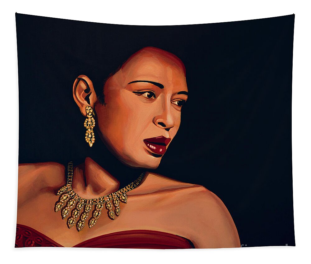 Billie Holiday Tapestry featuring the painting Billie Holiday by Paul Meijering