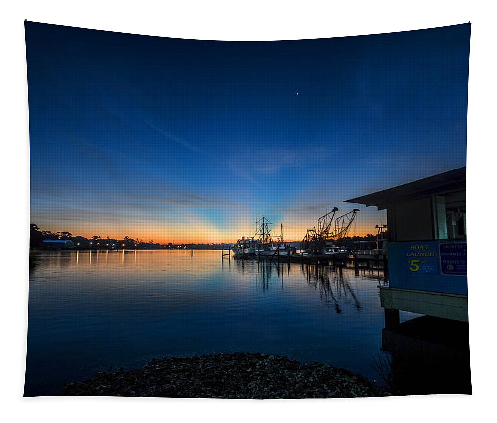Bon Secour Tapestry featuring the photograph Billys Boat Launch Sunrise by Michael Thomas