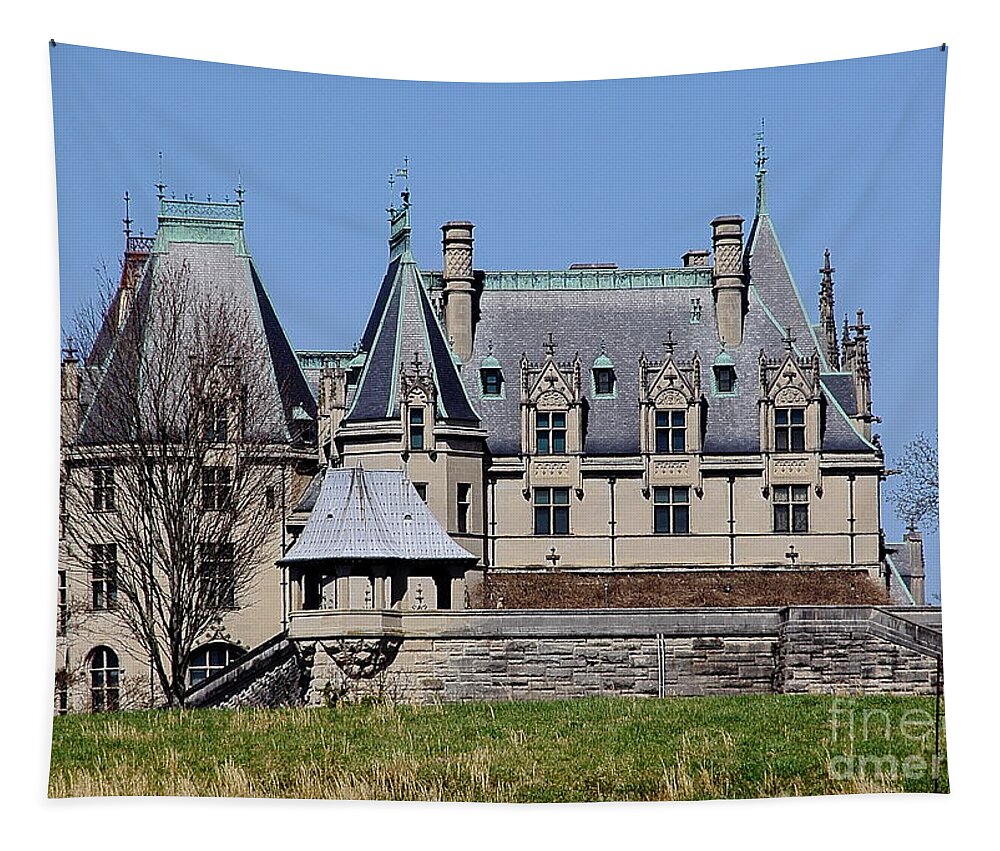 Biltmore Tapestry featuring the photograph Biltmore House - side view by Allen Nice-Webb