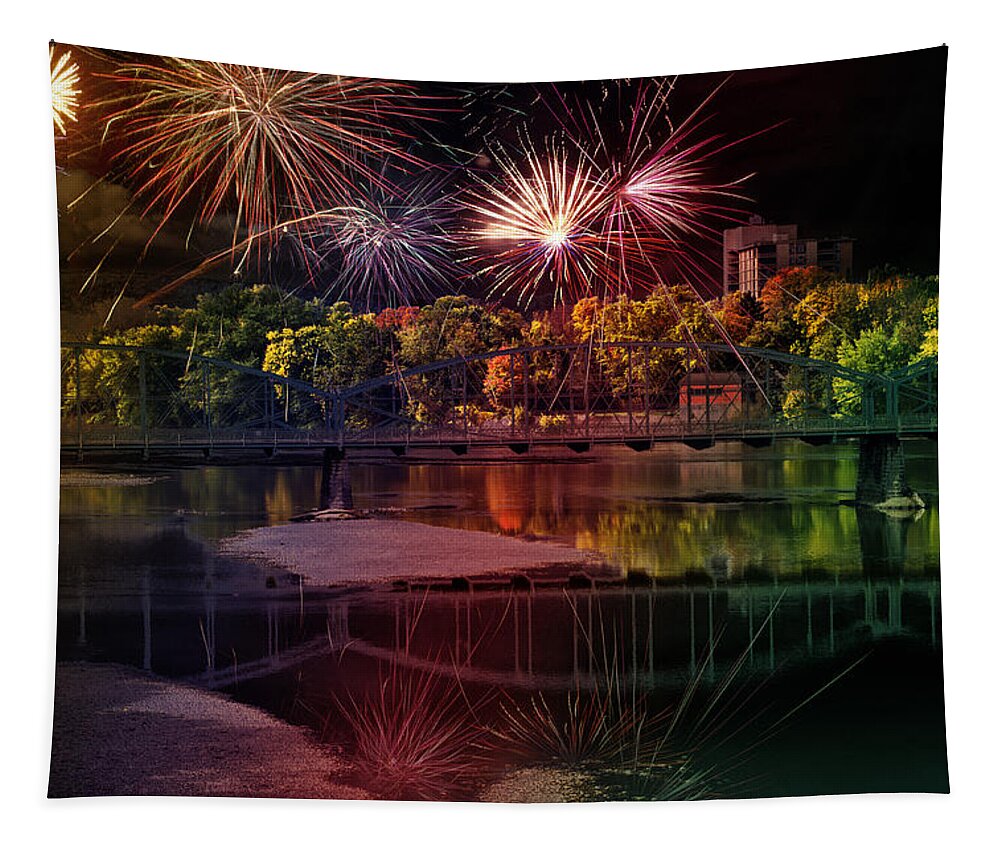 Fireworks Tapestry featuring the photograph Fireworks Display by Christina Rollo