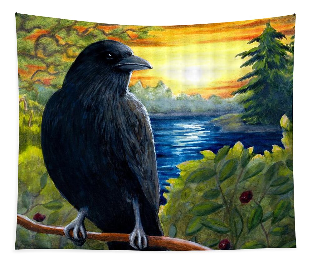 Bird Tapestry featuring the painting Bird 63 by Lucie Dumas