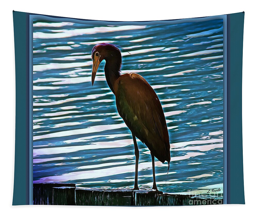 Bird Tapestry featuring the photograph Bird on Blue by Leslie Revels