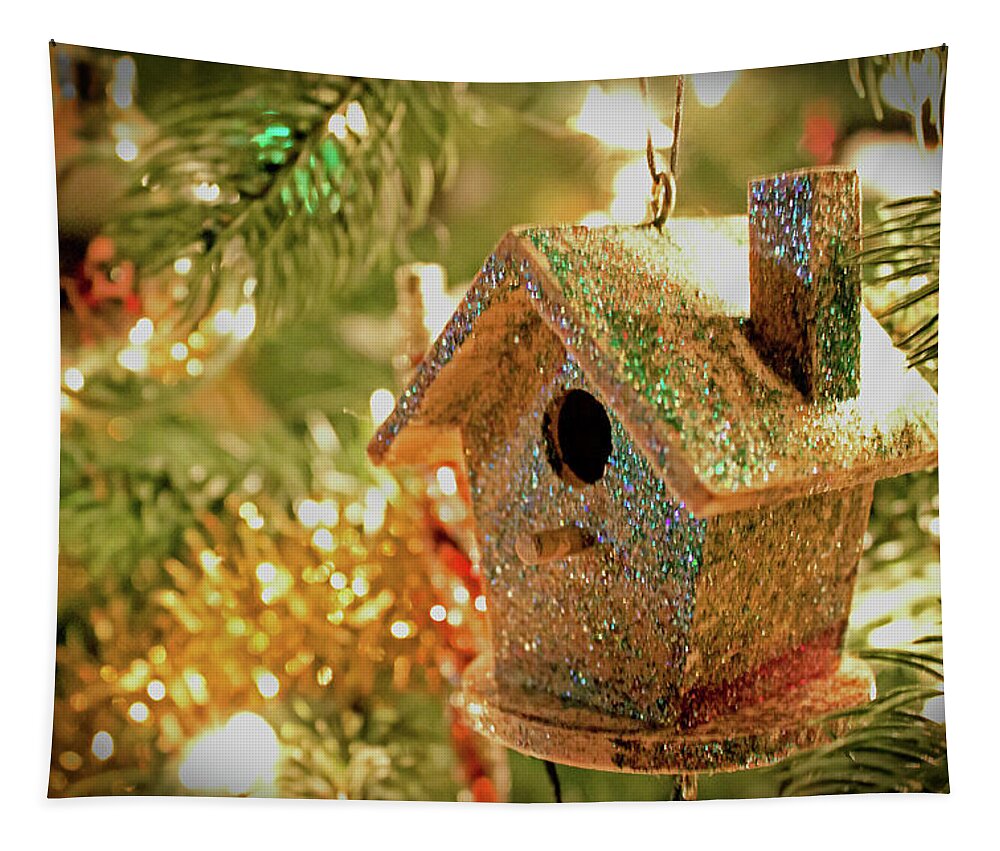 Christmas Tapestry featuring the photograph Birdhouse Ornament by Ira Marcus