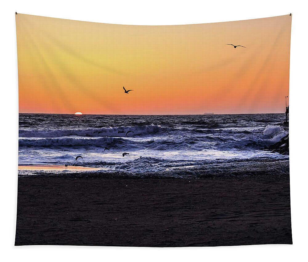 Birds Tapestry featuring the photograph Birds at Sunrise by Nicole Lloyd