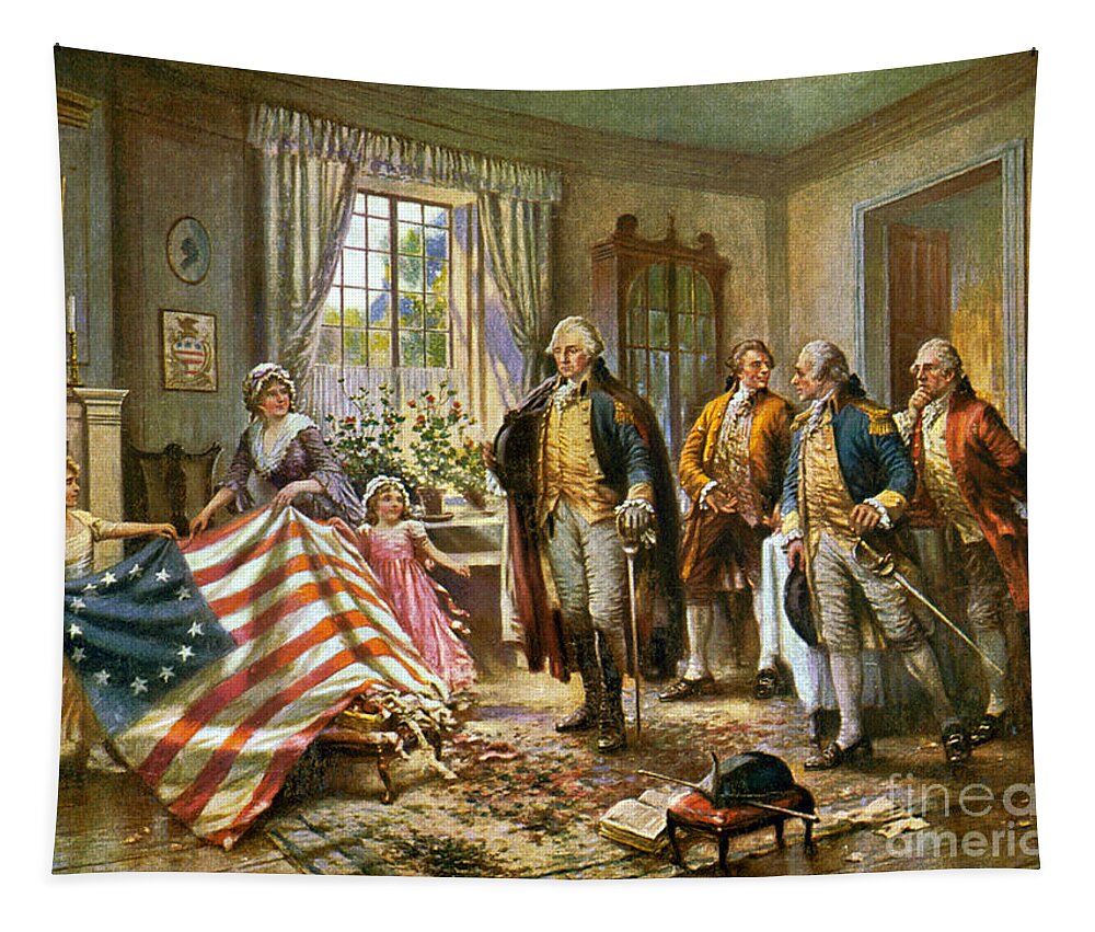 George Washington Tapestry featuring the photograph Birth Of Old Glory 1777 by Science Source