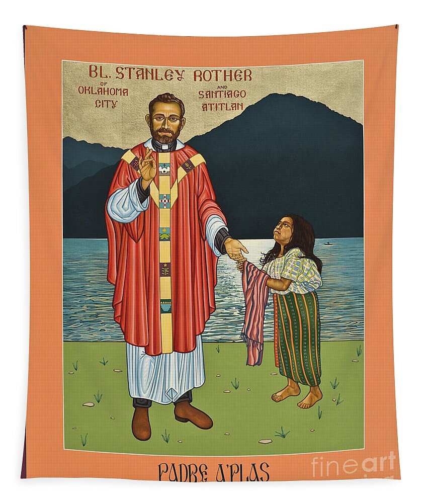Bl. Stanley Rother Tapestry featuring the painting Bl. Stanley Rother - LWSRO by Lewis Williams OFS