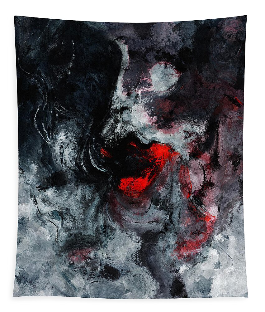 Black and Red Abstract Painting Tapestry