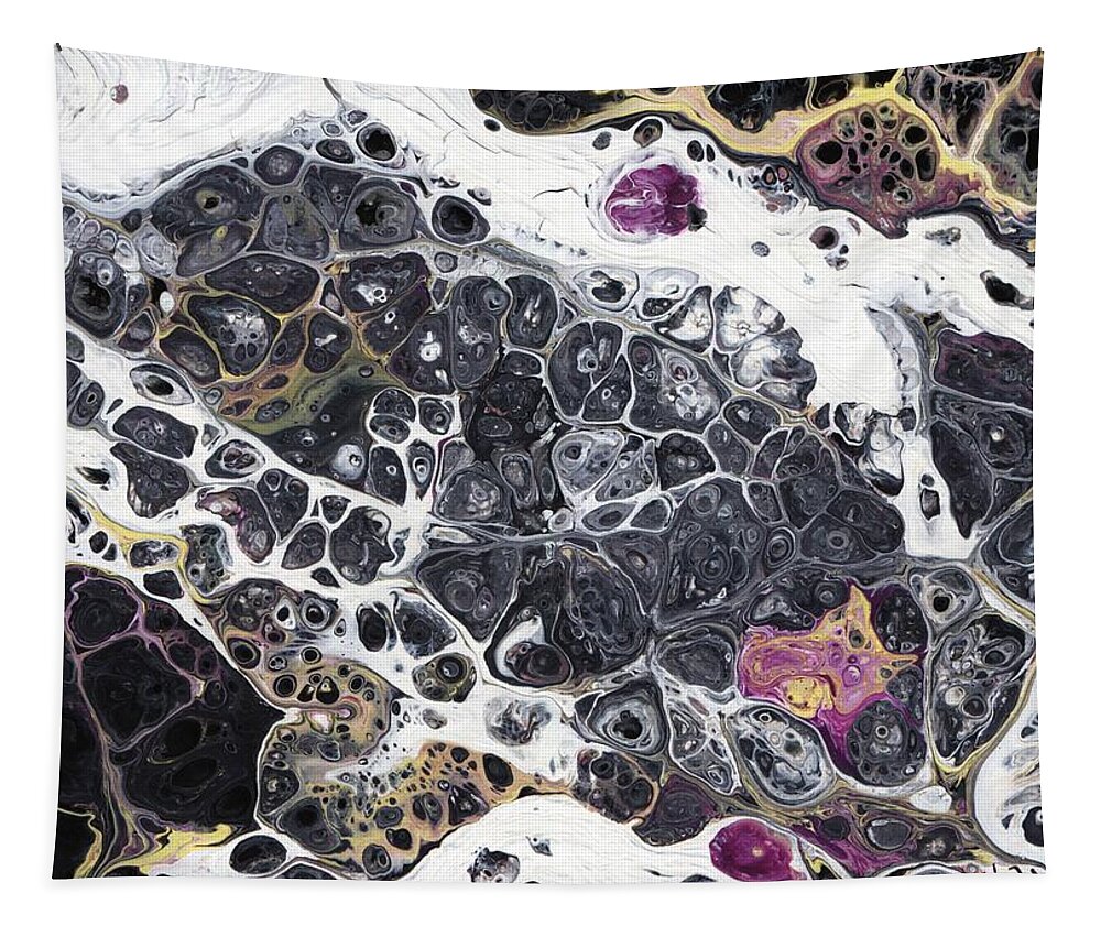 Pink Tapestry featuring the painting Black and White Abstract by Jamie Frier
