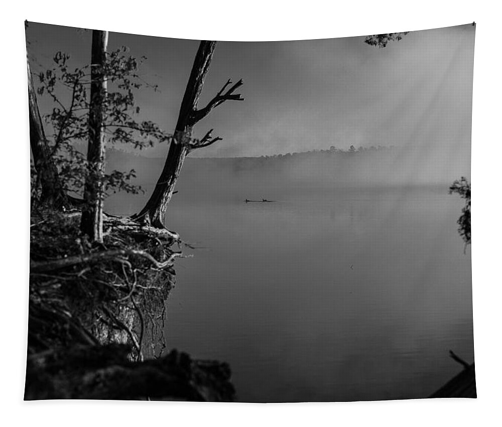 Fog Tapestry featuring the photograph Black and White Morning by Jessica Brown