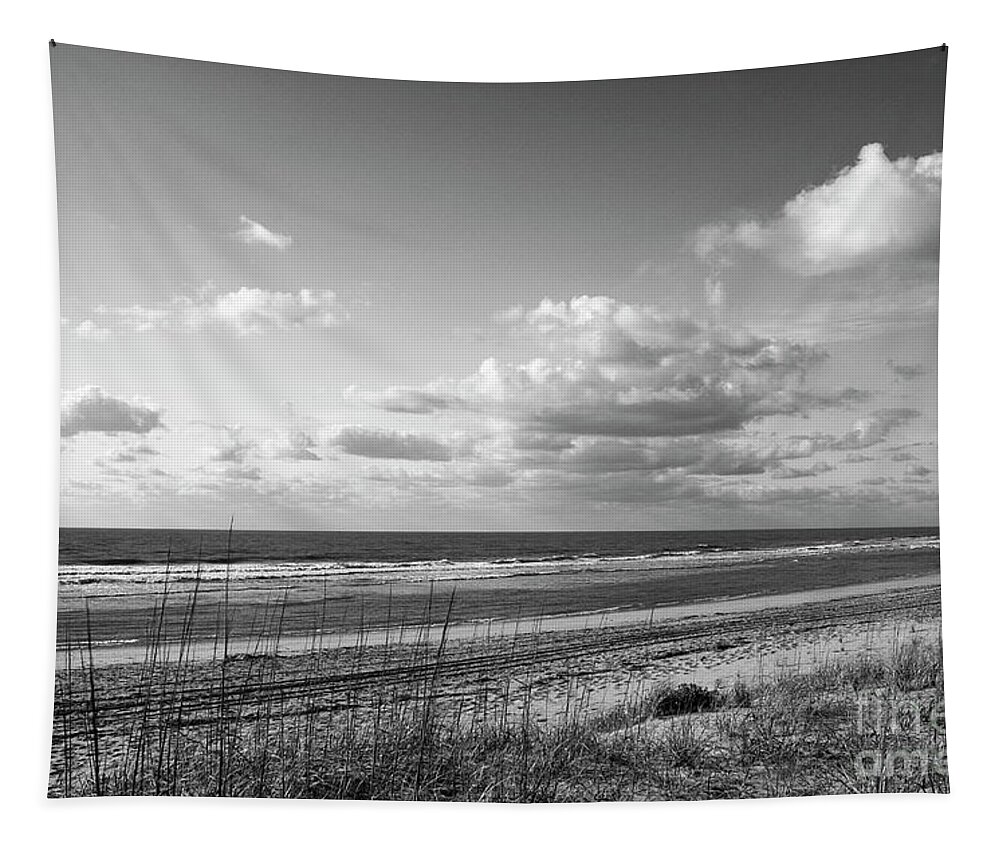 Beach Tapestry featuring the photograph Black and White Ocean Scene by Jill Lang