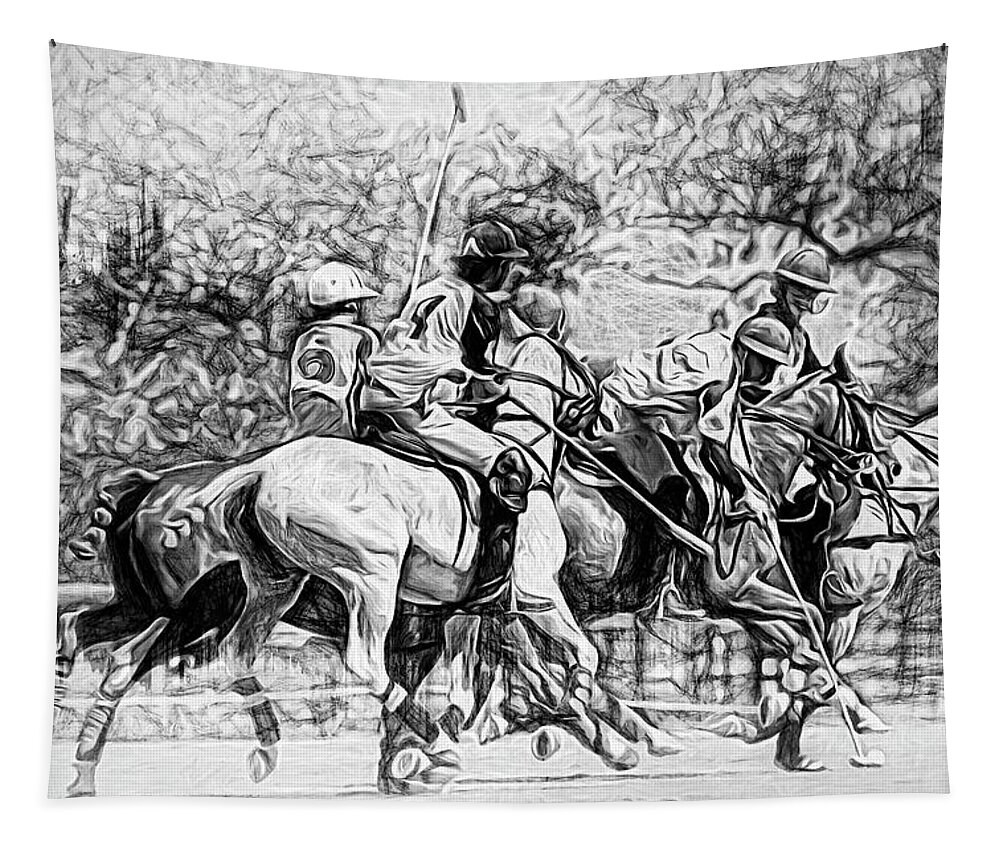 Alicegipsonphotographs Tapestry featuring the photograph Black And White Polo Hustle by Alice Gipson