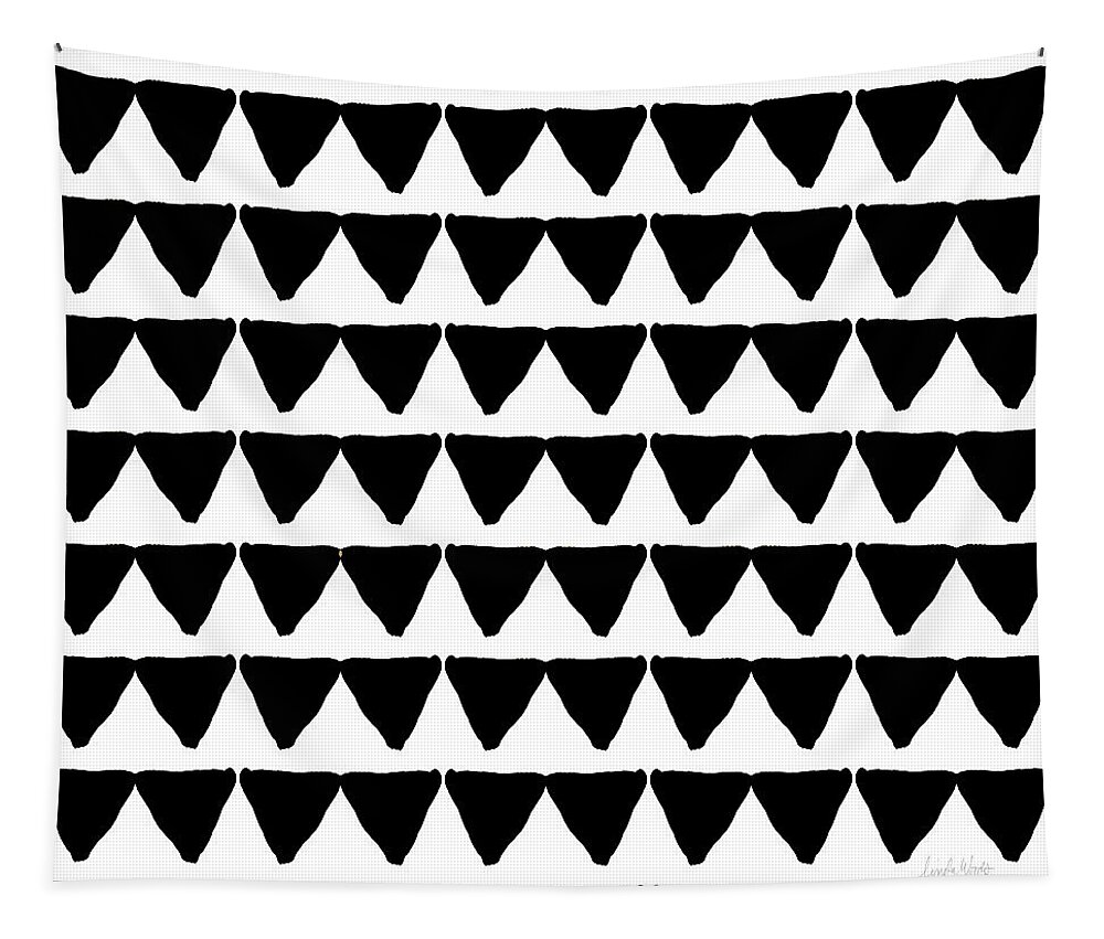 Triangles Tapestry featuring the mixed media Black and White Triangles- Art by Linda Woods by Linda Woods