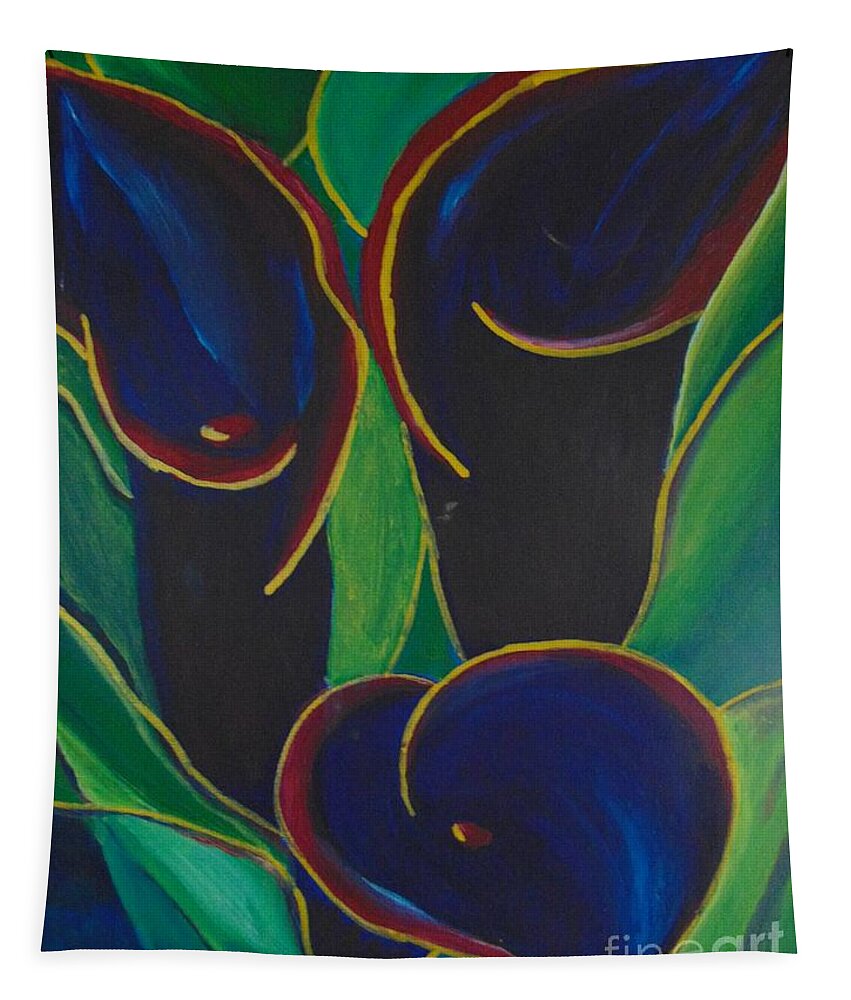 Flowers Tapestry featuring the painting Black Beauty by Saundra Johnson