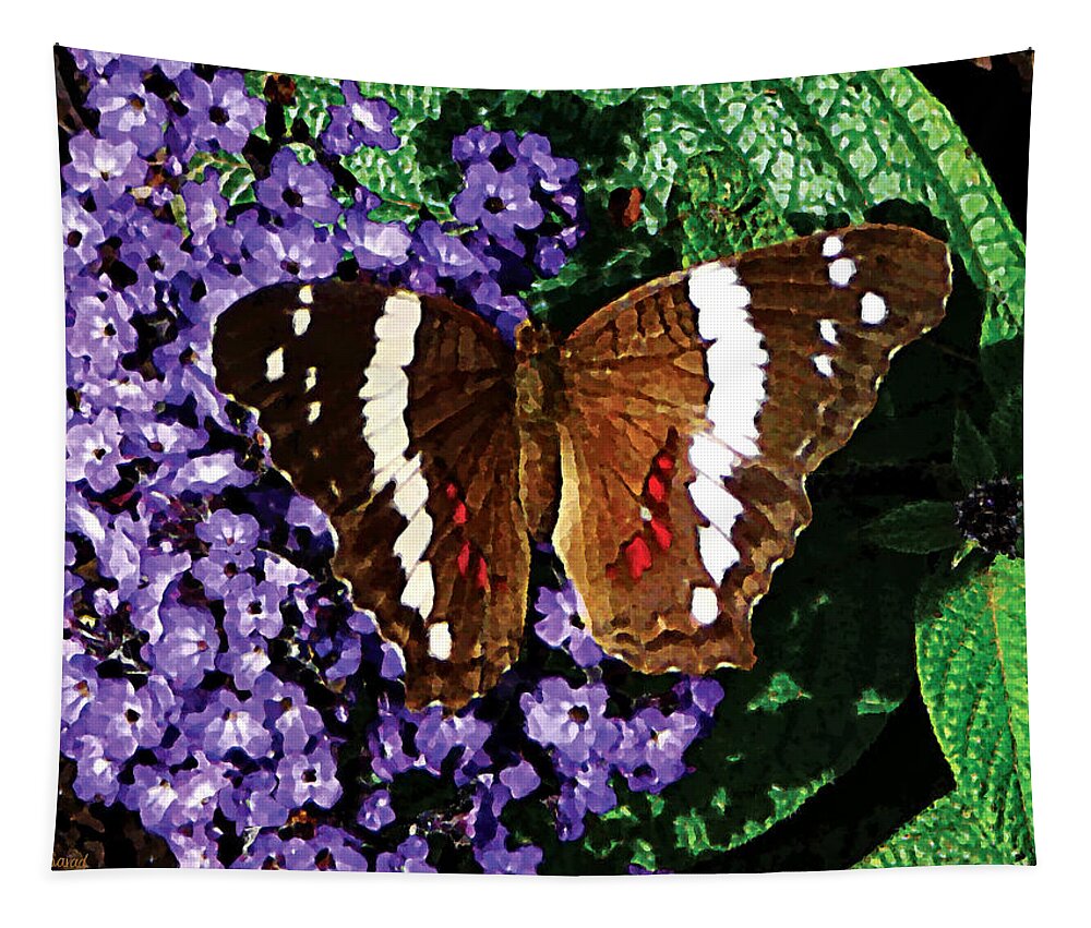 Butterfly Tapestry featuring the photograph Black Butterfly on Heliotrope by Susan Savad