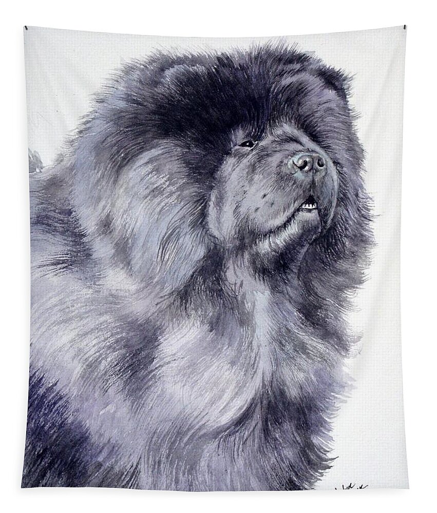 Dog Tapestry featuring the painting Black Chow Chow by Christopher Shellhammer