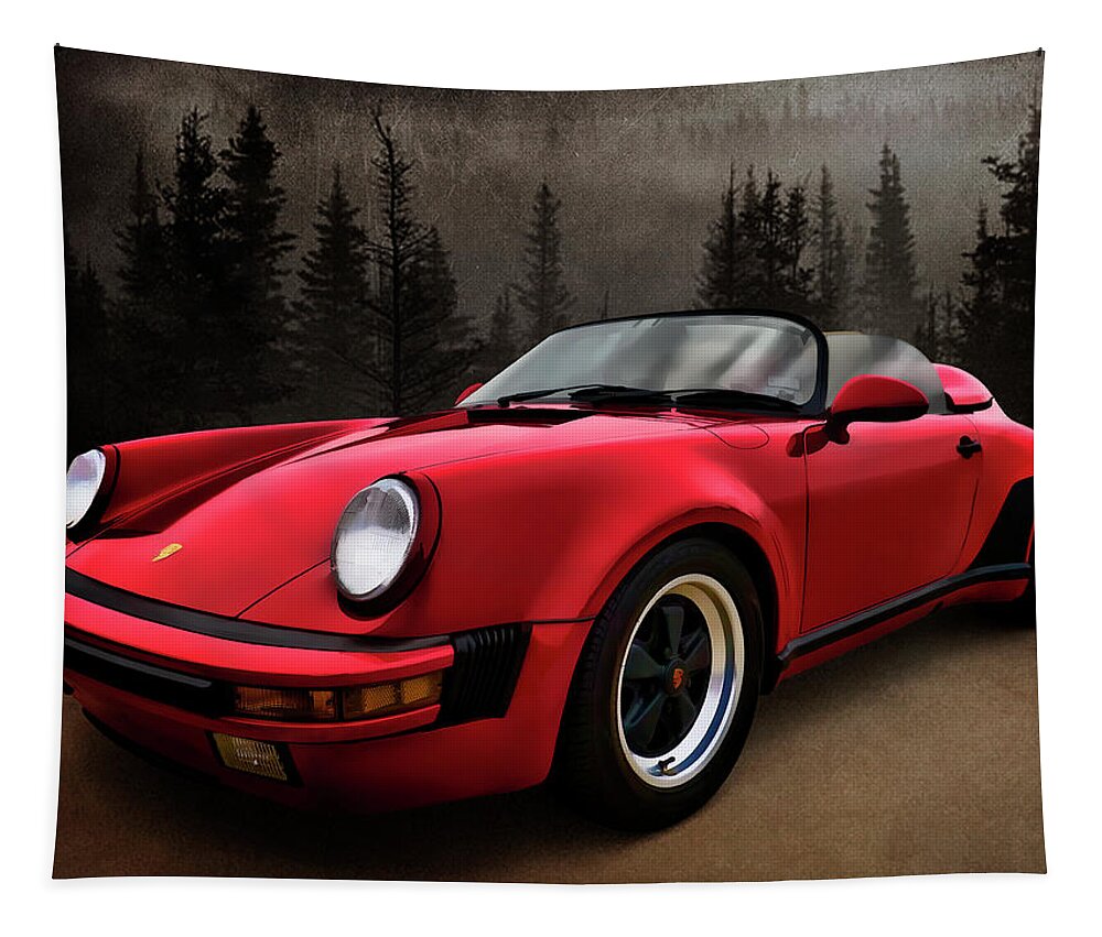 German Tapestry featuring the digital art Black Forest - Red Speedster by Douglas Pittman