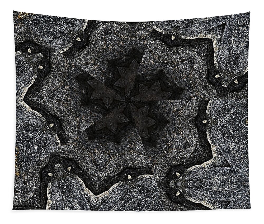Rock Tapestry featuring the photograph Black Granite Kaleido #2 by Peter J Sucy